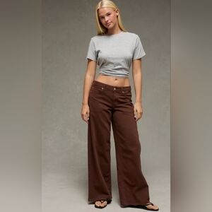 American Eagle Outfitters Burgundy Wide Leg Jeans
